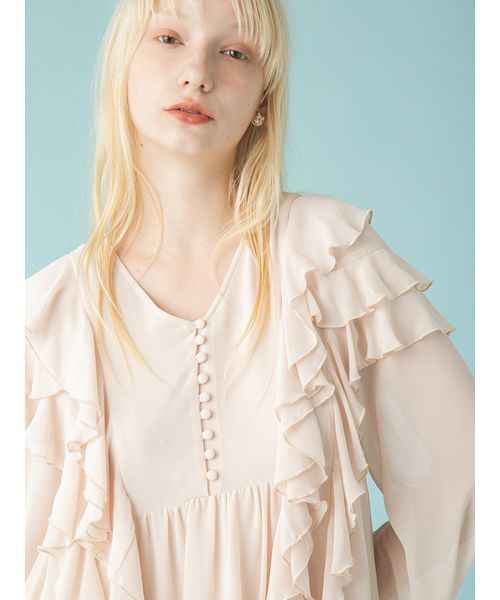 FURFUR（ファーファー）の「フリルチュニックブラウス（シャツ/ブラウス・レディース・ブラック/オフホワイト/ピンク・F）」の7枚目の写真