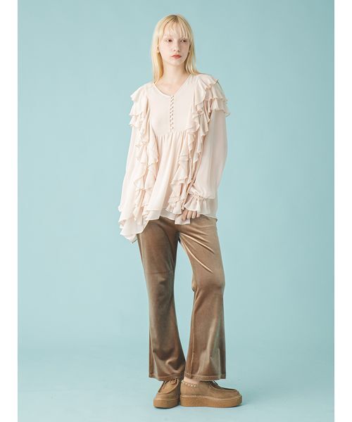 FURFUR（ファーファー）の「フリルチュニックブラウス（シャツ/ブラウス・レディース・ブラック/オフホワイト/ピンク・F）」の11枚目の写真