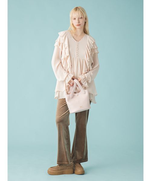 FURFUR（ファーファー）の「フリルチュニックブラウス（シャツ/ブラウス・レディース・ブラック/オフホワイト/ピンク・F）」の12枚目の写真