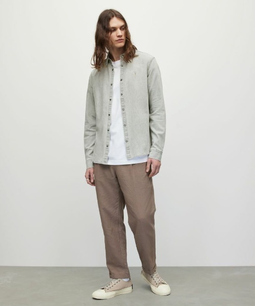 ALLSAINTS（オールセインツ）の「ALLSAINTS GLEASON LS SHIRT（シャツ/ブラウス・メンズ・グレー・MEDIUM/SMALL/X-SMALL）」の4枚目の写真