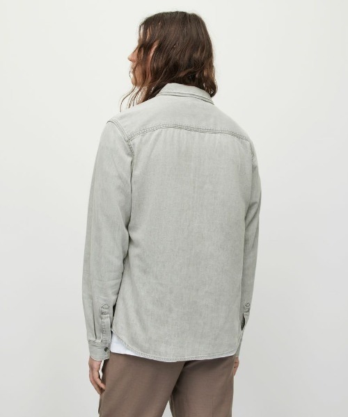 ALLSAINTS（オールセインツ）の「ALLSAINTS GLEASON LS SHIRT（シャツ/ブラウス・メンズ・グレー・MEDIUM/SMALL/X-SMALL）」の5枚目の写真