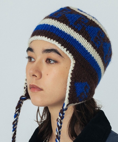 ROSE BUD（ローズバッド）の「(CREOLME)NEPAL KNIT CAP（ニットキャップ/ビーニー・レディース・オフホワイト/ブラウン・ONE SIZE）」の2枚目の写真