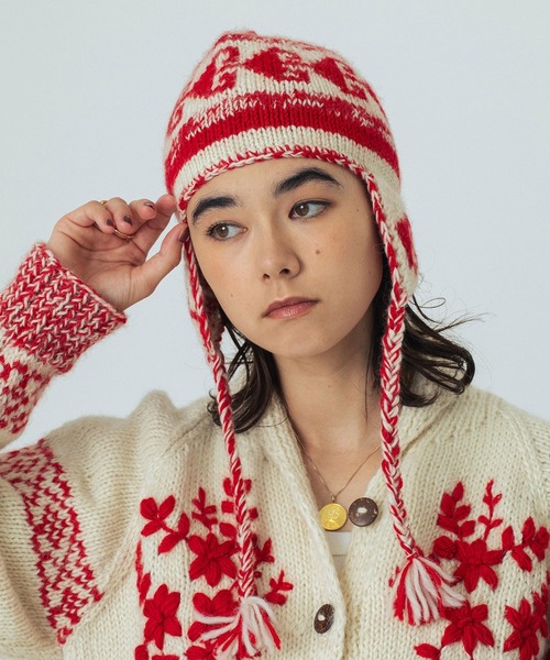 セール】(CREOLME)NEPAL KNIT CAP（ニットキャップ/ビーニー）｜ROSE