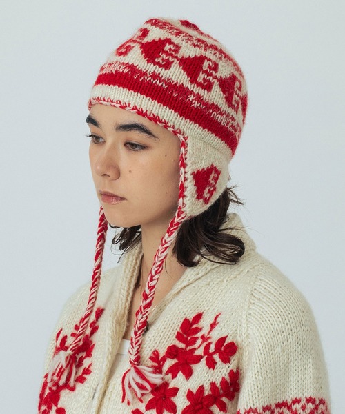 ROSE BUD（ローズバッド）の「(CREOLME)NEPAL KNIT CAP（ニットキャップ/ビーニー・レディース・オフホワイト/ブラウン・ONE SIZE）」の6枚目の写真