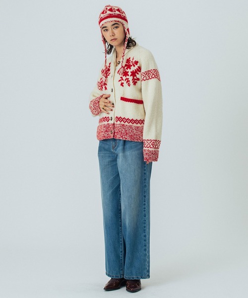 ROSE BUD（ローズバッド）の「(CREOLME)NEPAL KNIT CAP（ニットキャップ/ビーニー・レディース・オフホワイト/ブラウン・ONE SIZE）」の9枚目の写真