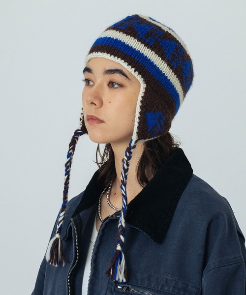 ROSE BUD（ローズバッド）の「(CREOLME)NEPAL KNIT CAP（ニットキャップ/ビーニー・レディース・オフホワイト/ブラウン・ONE SIZE）」の10枚目の写真