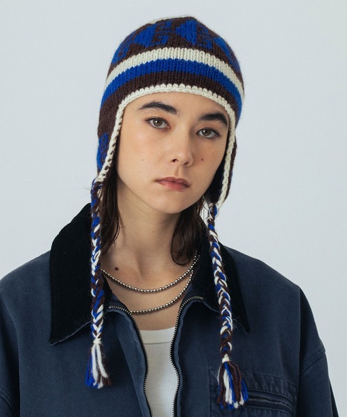 ROSE BUD（ローズバッド）の「(CREOLME)NEPAL KNIT CAP（ニットキャップ/ビーニー・レディース・オフホワイト/ブラウン・ONE SIZE）」の11枚目の写真