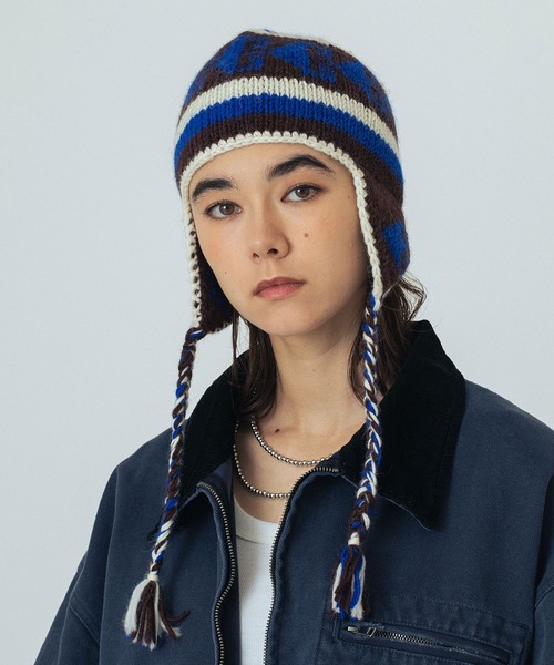 ROSE BUD（ローズバッド）の「(CREOLME)NEPAL KNIT CAP（ニットキャップ/ビーニー・レディース・オフホワイト/ブラウン・ONE SIZE）」の12枚目の写真