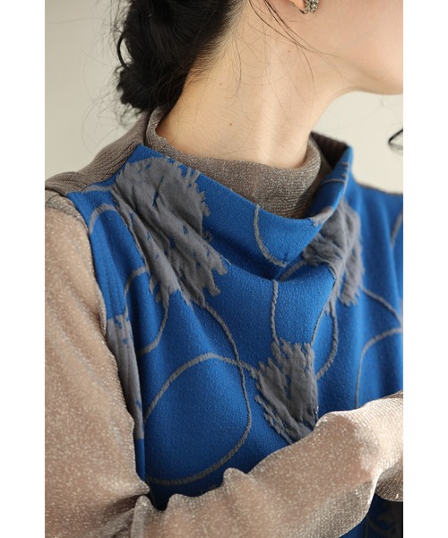 cawaii(カワイイ)の「泡のような円が浮かぶ異素材合わせミディアムワンピース(ワンピース・レディース・ブルー・FREE)」の19枚目の写真