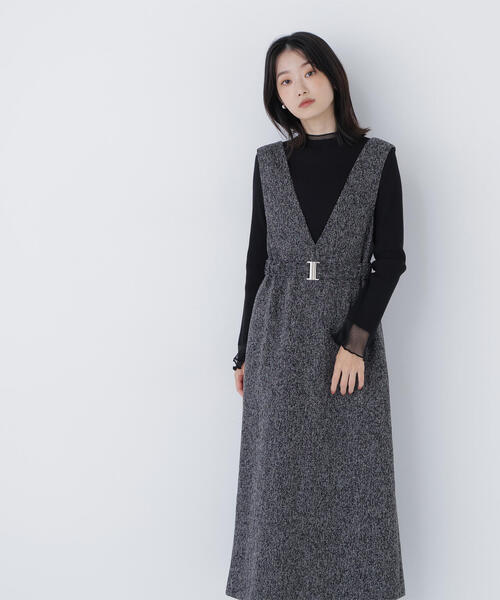 NATURAL BEAUTY BASIC(ナチュラルビューティーベーシック)の「◇ベルト付Vネックジャンスカ(ジャンパースカート・レディース・ベージュ系その他/ブラック系その他・P/S/MEDIUM/SMALL)」の7枚目の写真