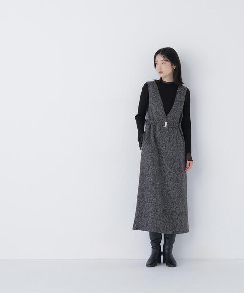 NATURAL BEAUTY BASIC(ナチュラルビューティーベーシック)の「◇ベルト付Vネックジャンスカ(ジャンパースカート・レディース・ベージュ系その他/ブラック系その他・P/S/MEDIUM/SMALL)」の8枚目の写真