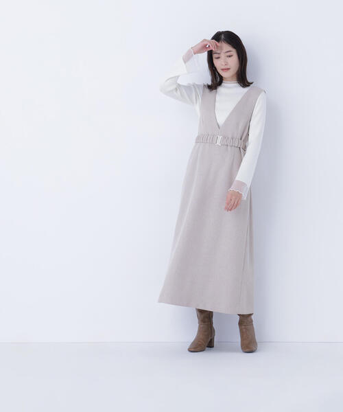 NATURAL BEAUTY BASIC(ナチュラルビューティーベーシック)の「◇ベルト付Vネックジャンスカ(ジャンパースカート・レディース・ベージュ系その他/ブラック系その他・P/S/MEDIUM/SMALL)」の14枚目の写真