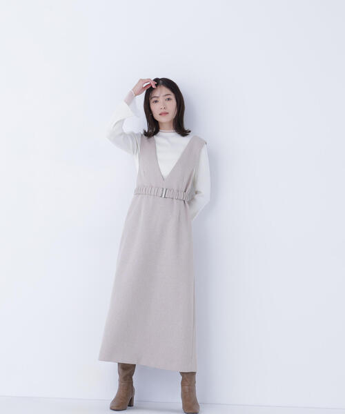 NATURAL BEAUTY BASIC(ナチュラルビューティーベーシック)の「◇ベルト付Vネックジャンスカ(ジャンパースカート・レディース・ベージュ系その他/ブラック系その他・P/S/MEDIUM/SMALL)」の16枚目の写真