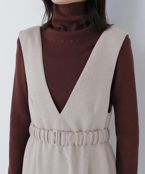 ◇ベルト付Vネックジャンスカ（ジャンパースカート）｜NATURAL BEAUTY
