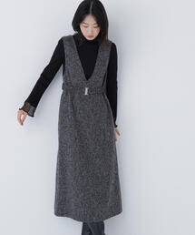NATURAL BEAUTY BASIC(ナチュラルビューティーベーシック)の◇ベルト付Vネックジャンスカ(ジャンパースカート)