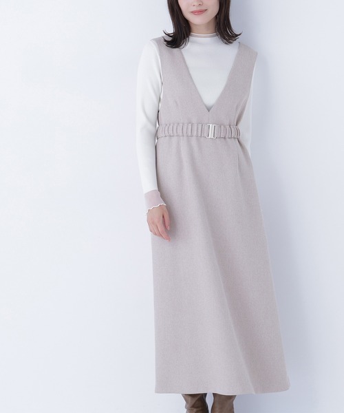 セール】◇ベルト付Vネックジャンスカ（ジャンパースカート