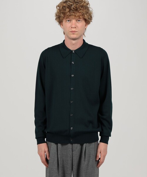 JOHN SMEDLEY(ジョンスメドレー)の「JOHN SMEDLEY TIBOR メリノウール ポロカラーニットシャツ(ニット/セーター・メンズ・ブルー/グリーン・M/S/L)」の4枚目の写真