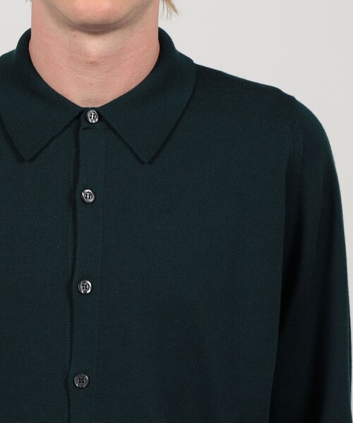 JOHN SMEDLEY(ジョンスメドレー)の「JOHN SMEDLEY TIBOR メリノウール ポロカラーニットシャツ(ニット/セーター・メンズ・ブルー/グリーン・M/S/L)」の7枚目の写真
