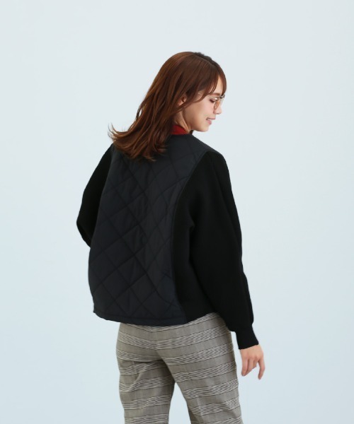 Emilyan(エミリアン)の「【 暖か&軽やか 】 ダイヤキルト×リブニットブルゾン(Tシャツ/カットソー・レディース・アイボリー/ブラック・M)」の20枚目の写真