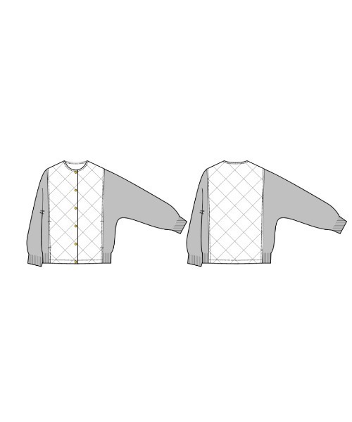 Emilyan(エミリアン)の「【 暖か&軽やか 】 ダイヤキルト×リブニットブルゾン(Tシャツ/カットソー・レディース・アイボリー/ブラック・M)」の9枚目の写真