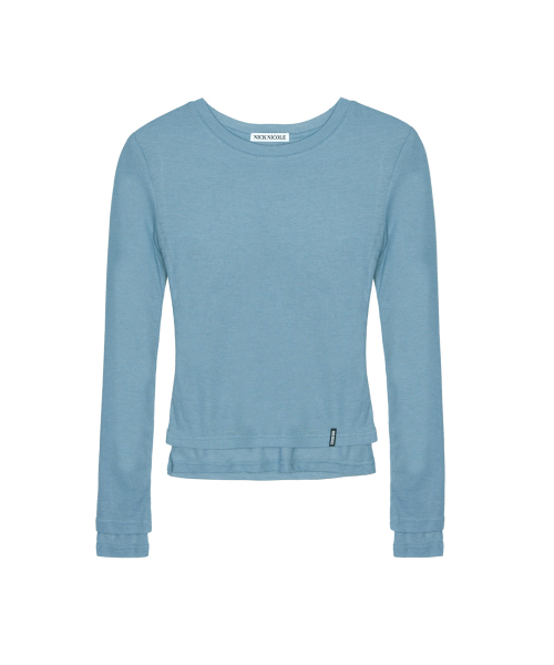 NICK&NICOLE(ニックアンドニコール)の「MINIMAL DOUBLE LAYERED LONG SLEEVE TOP_SKY BLUE(Tシャツ/カットソー・レディース・その他・FREE)」の1枚目の写真