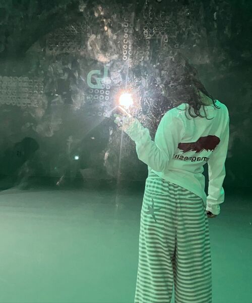 THECOLDESTMOMENT（ザコールデストモーメント）の「TCM stripe sweat pants (ivory/grey)（その他パンツ・レディース・その他・SMALL/MEDIUM）」の2枚目の写真
