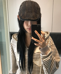 CHICKS（チックス）の「デニムシンボルスタッズハンティングキャップブラック（ハンチング/ベレー帽）」