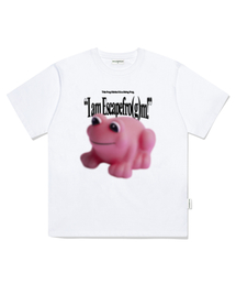 ピンクフロッグプリントオーバーサイズ半袖Tシャツホワイト
