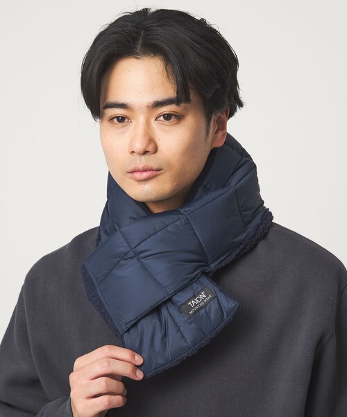 TAION(タイオン)の「<TAION>マウンテン リバーシブル ダウンボア マフラー(マフラー・メンズ・ライトグレー/ネイビー/ブラック・FREE)」の4枚目の写真