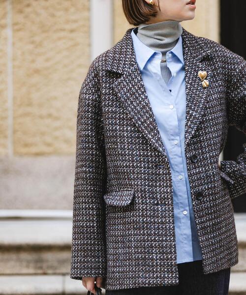 F by ROSSO（エフバイロッソ）の「F by ROSSO　『UR TECH』ミックスツイードジャコット（その他アウター・レディース・ベージュ/ブラウン・FREE）」の13枚目の写真