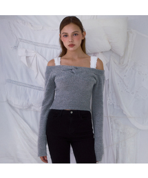 Twist Off Shoulder Long Sleeve [Gray]