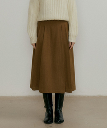 lambs wool two tuck skirt-brown