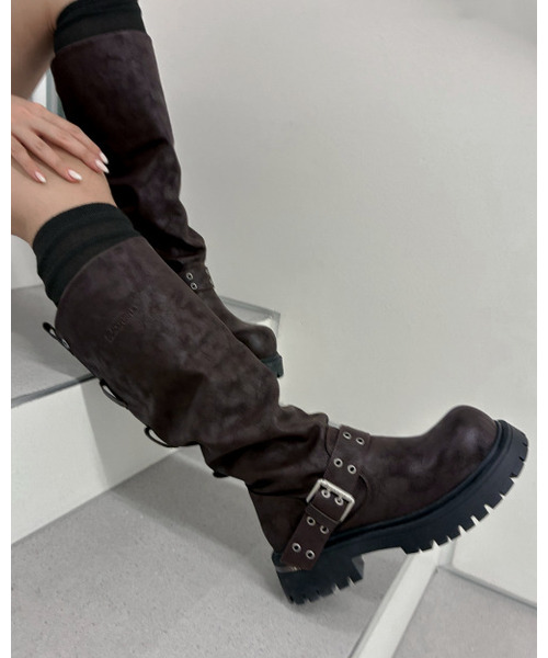 BLACKPURPLE（ブラックパープル）の「ラスクストラップスラウチドブーツ Rusk Strap Slouched Boots_ブリックブラウン（ブーツ・レディース・その他・24cm/25cm/23cm）」の22枚目の写真