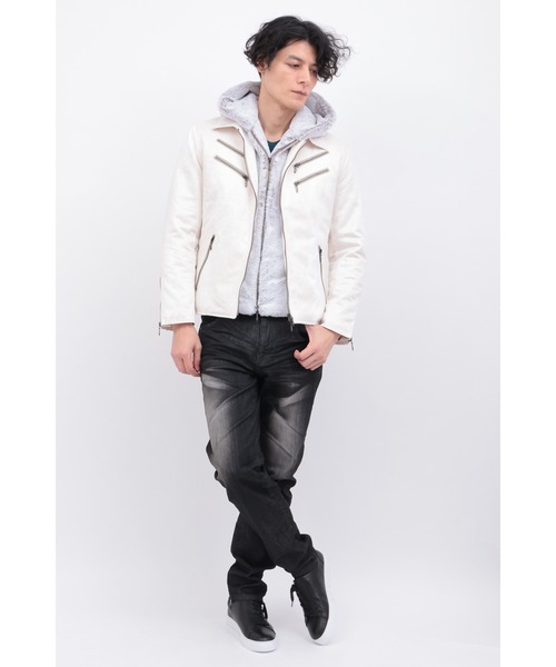 TORNADO MART（トルネードマート）の「T/Cﾏｲｸﾛﾎﾞｱｺﾝﾋﾞﾌﾞﾙｿﾞﾝ（ブルゾン・メンズ・ブラック/クリーム・M/L/LL/XXL）」の7枚目の写真