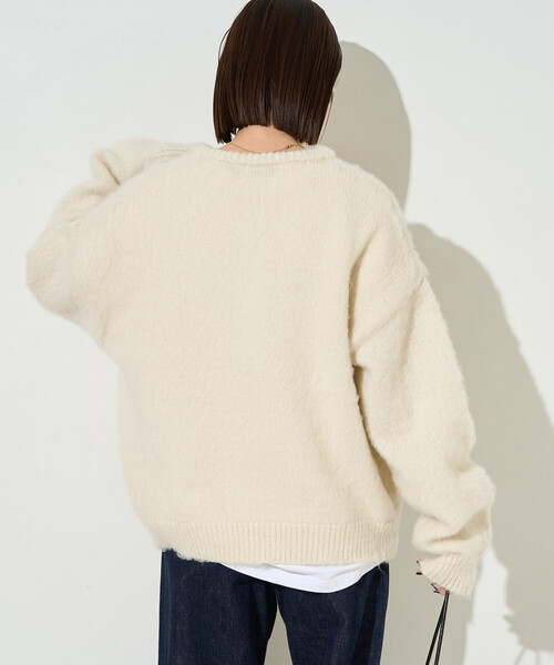 FREAK'S STORE(フリークスストア)の「限定展開 ウール タッチ 起毛 ヘンリーネック ニット(ニット/セーター・レディース・グレー/ナチュラル/ピンク/ブラック・フリ-)」の8枚目の写真