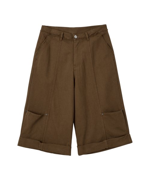 MIDSUN(ミッドサン)の「Frayed Blunt Bermuda Pants-Brown(その他パンツ・レディース・その他・MEDIUM/LARGE/X-LARGE)」の2枚目の写真