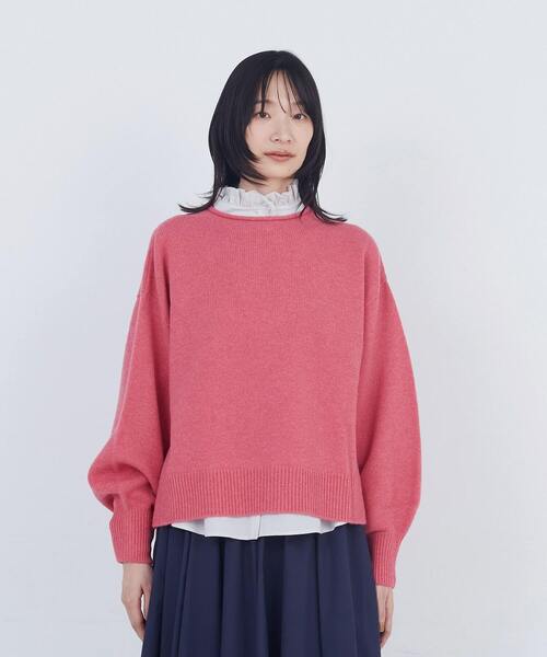 ADIEU TRISTESSE（アデュートリステス）の「ロールカラーパフスリーブニット（ニット/セーター・レディース・グリーン系その他/ライトグレー/ピンク・FREE）」の6枚目の写真