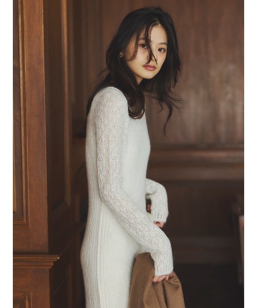 レースワークニットワンピース（ワンピース）｜anuans（アニュアンス