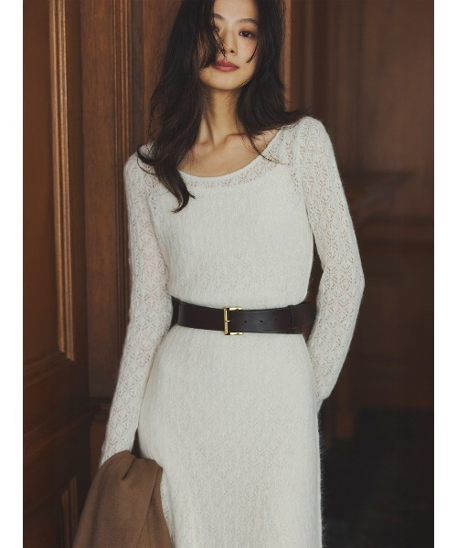 レースワークニットワンピース（ワンピース）｜anuans（アニュアンス