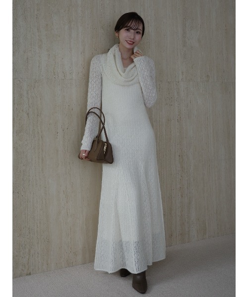 レースワークニットワンピース（ワンピース）｜anuans（アニュアンス