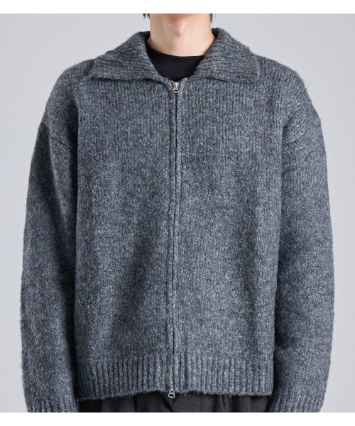 BUTTON SEOUL(ボタンソウル)の「ヘビーニットジップアップカーディガン(グレー)(カーディガン/ボレロ・メンズ・その他・LARGE/X-LARGE/MEDIUM)」の2枚目の写真