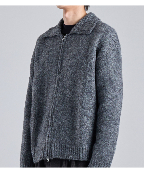 BUTTON SEOUL(ボタンソウル)の「ヘビーニットジップアップカーディガン(グレー)(カーディガン/ボレロ・メンズ・その他・LARGE/X-LARGE/MEDIUM)」の3枚目の写真