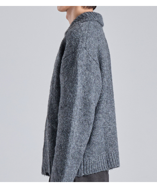 BUTTON SEOUL(ボタンソウル)の「ヘビーニットジップアップカーディガン(グレー)(カーディガン/ボレロ・メンズ・その他・LARGE/X-LARGE/MEDIUM)」の4枚目の写真