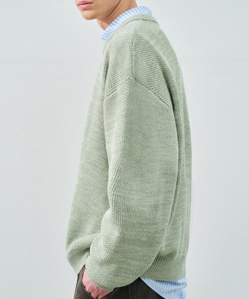 DRAW FIT（ドローフィット）の「オーバーサイズミックスドプルオーバーニット[SAGE GREEN]（ニット/セーター・メンズ・その他・LARGE/MEDIUM/X-LARGE）」の2枚目の写真