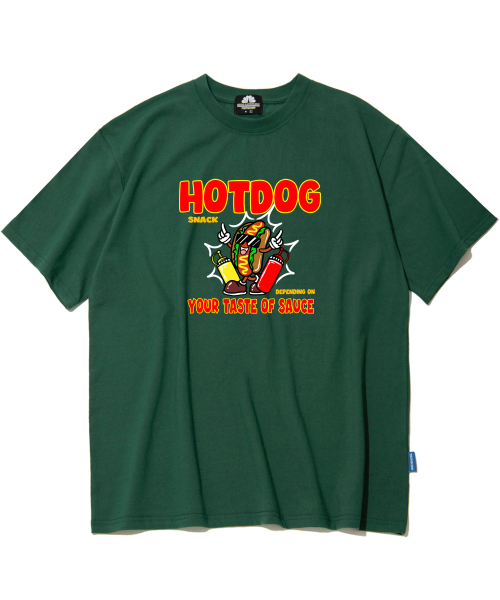 TRIPSHION(トリップション)の「ホットドッグチル グラフィックTシャツ - グリーン(Tシャツ/カットソー・メンズ・その他・LARGE/MEDIUM/X-LARGE)」の1枚目の写真