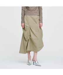 DOZI - Pinched Long Skirt _ BEIGE