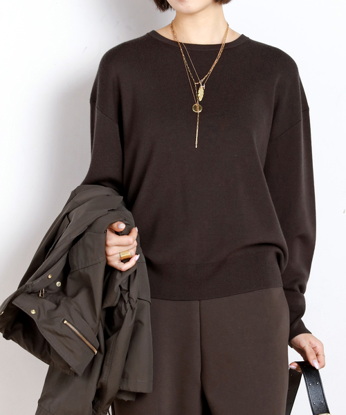 EVERYDAY I LIKE.（エヴリディアイライク）の「*ウォッシャブルウールクルーネックプルオーバー（ニット/セーター・レディース・ダークブルー/ブラック/ブラウン/ホワイト・FREE）」の4枚目の写真