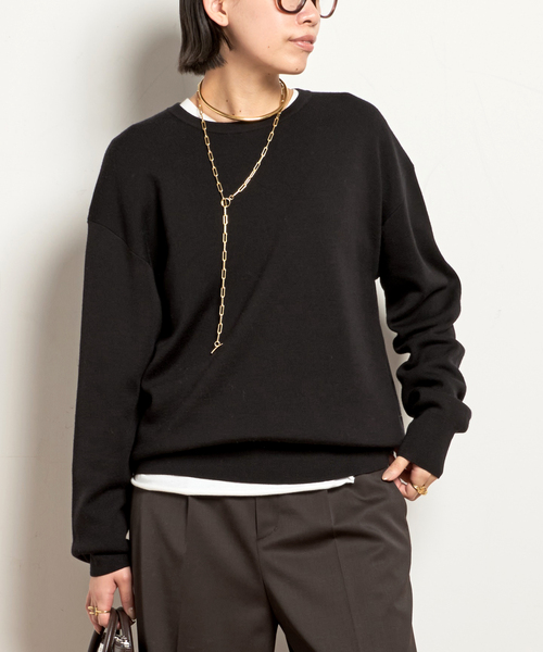 EVERYDAY I LIKE.（エヴリディアイライク）の「*ウォッシャブルウールクルーネックプルオーバー（ニット/セーター・レディース・ダークブルー/ブラック/ブラウン/ホワイト・FREE）」の3枚目の写真