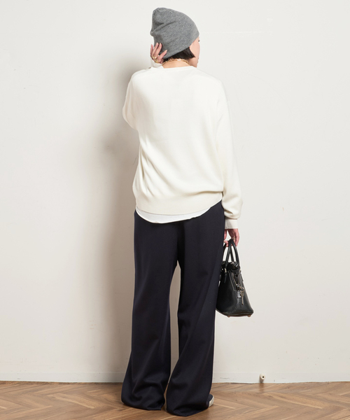 EVERYDAY I LIKE.（エヴリディアイライク）の「*ウォッシャブルウールクルーネックプルオーバー（ニット/セーター・レディース・ダークブルー/ブラック/ブラウン/ホワイト・FREE）」の8枚目の写真