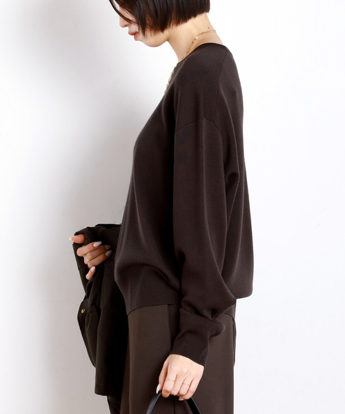 EVERYDAY I LIKE.（エヴリディアイライク）の「*ウォッシャブルウールクルーネックプルオーバー（ニット/セーター・レディース・ダークブルー/ブラック/ブラウン/ホワイト・FREE）」の9枚目の写真